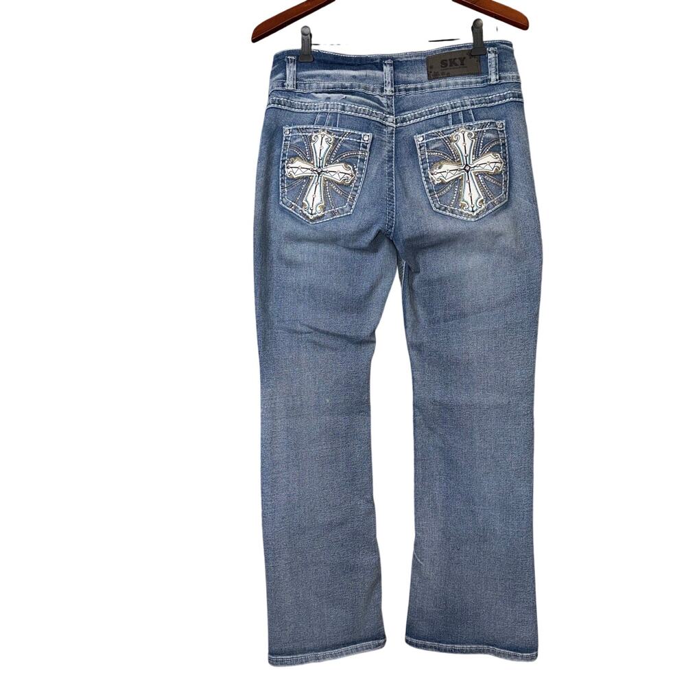 SKY Premium Collection Embellished Cross Flare Jeans - Size 11/12